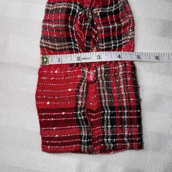 Free People Red/Blk and Gold Sequined Pullover Blouse Sz Small - Picture 10 of 14